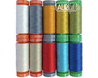 Aurifil Thread Kit - From Collage to Quilt Designer Collections 10 SMALL SPOOLS COTTON 28WT 40WT and 50WT Assorted Colors Made in Italy