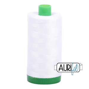 Aurifil 40wt Thread Solid - Mako 100% Cotton Thread - 1094 Yards Each Spool - Select Color 2024 White or 2692 Black