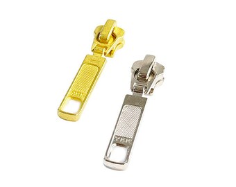 Zipper Repair Kit Solution YKK #5 Sports Drop Style Metal Jacket Zipper Loose Pull/Slider - 2/Pack Your Choice of Color Aluminum or Brass