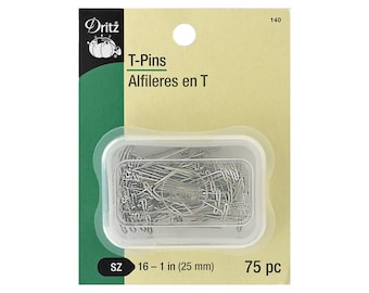 Dritz Steel T-Pins Size 1-Inch, 1-1/2-Inch, 1-1/4-Inch or 1-3/4-Inch Made of Steel with a Nickel Finish