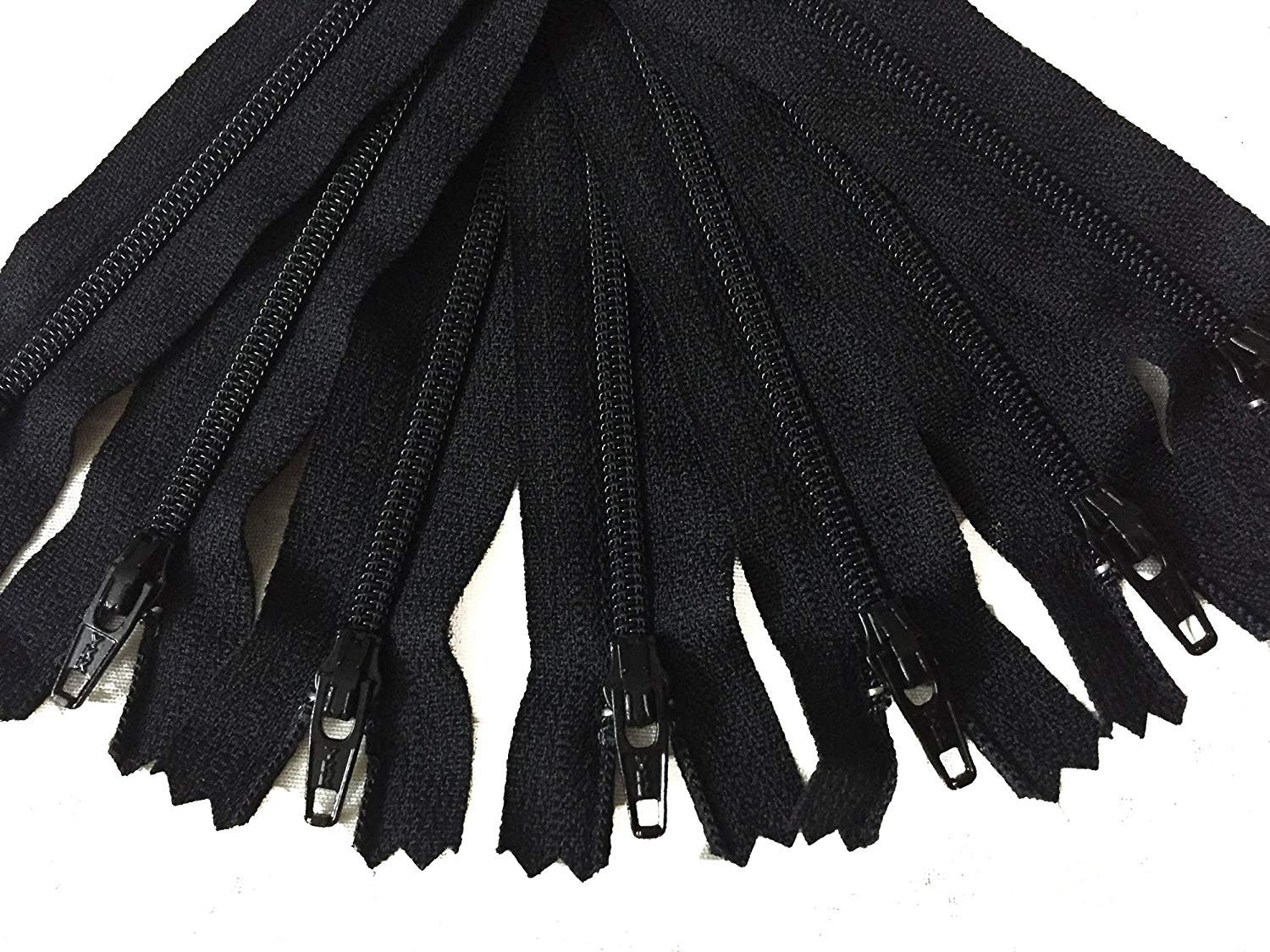 12x YKK Coil Reißverschlüsse #3 Schwarz – Geschlossene Unterseite, Für Röcke & Kleider, Länge Wählbar