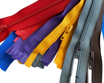YKK Separating Zippers- 3mm - Nylon Coil - 3mm  5pcs Assorted 5 Colors available in 10, 12, 14, 16, 18, 22, 24, 27, 30 and 36 Inches