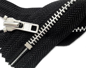 7 inch Aluminum Pocket Zipper YKK # 7 -Extra Heavy Weight Color Black ~ZipperStop Wholesale Authorized Distributor YKK®