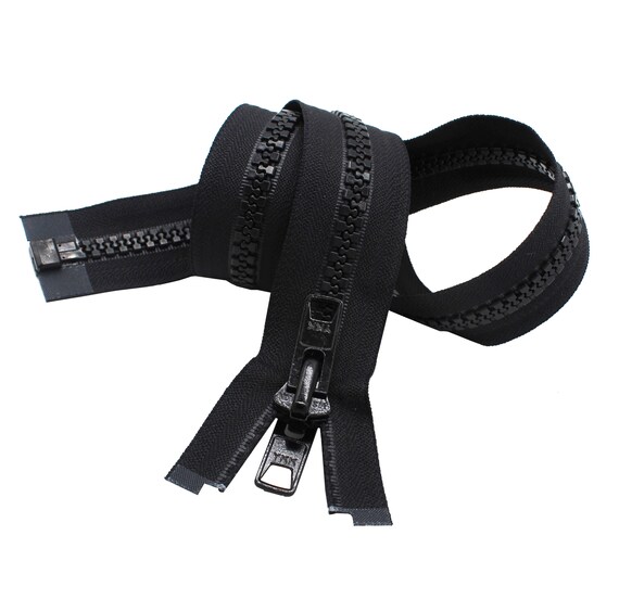 YKK #10 Heavy Duty Separating Zipper - Black Marine Grade Vislon Zipper With Metal Tab Slider - View #7
