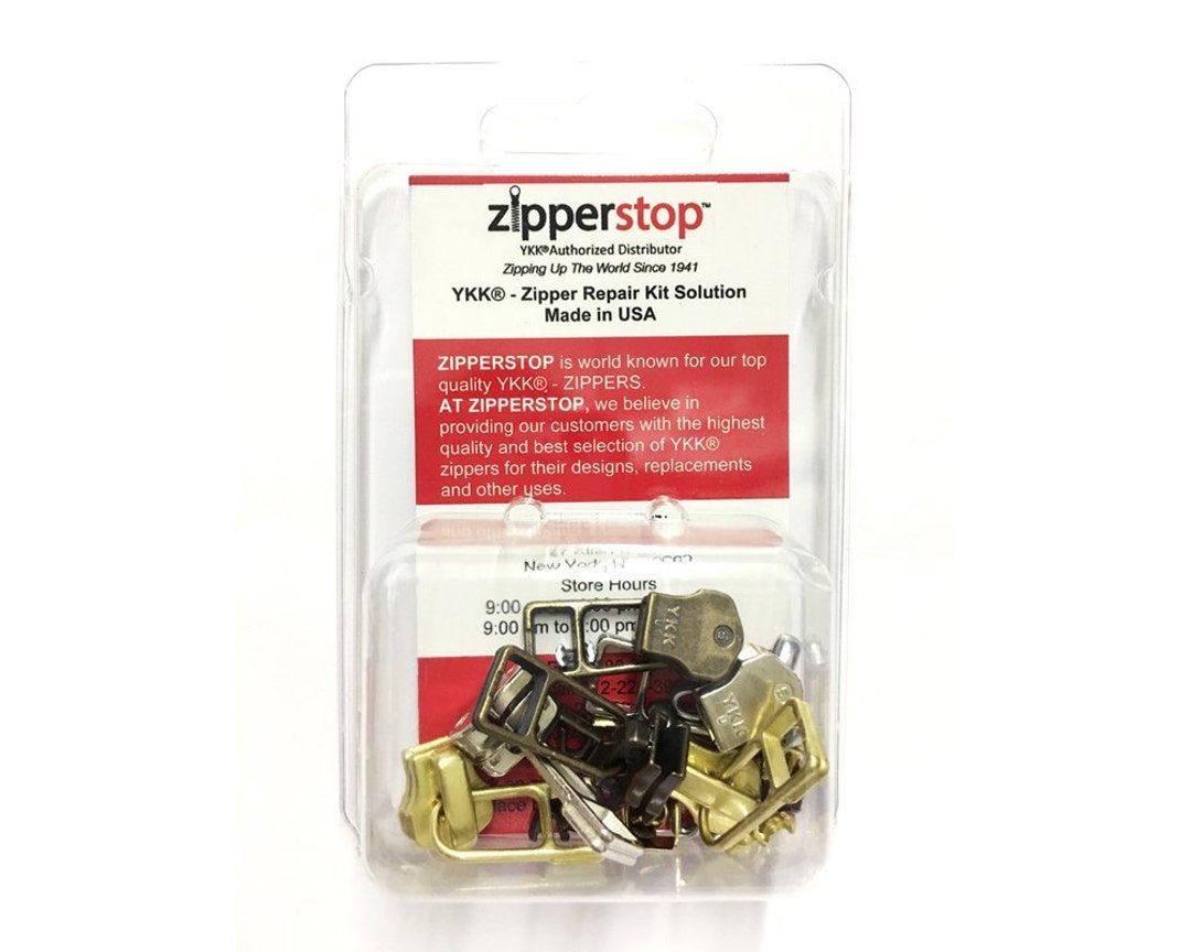 Zipper Repair Kit Solution YKK5 Assorted Metal Bell Pull Sliders With Top&  Bottom Stops 6 Pulls-2 Aluminum 2 Antique 2 Brass Sliders 