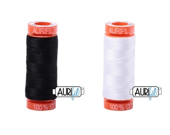Two Spools Aurifil of 50wt Thread 100% Cotton (220 Yards per Spool) - Your Choice of Color