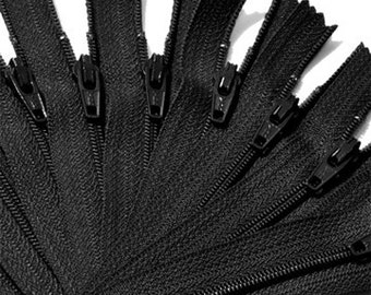 100 Black YKK #3 Nylon Coil Zippers – 6.5 Inch Closed End