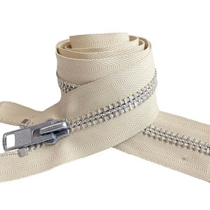 YKK 10 4 to 36 Aluminum Heavy Duty Metal Coats Jacket Zipper Separating Made in The United States Choice of Color Length 572 - Lite Beige