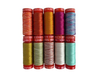 Aurifil Rustic Chic Thread Set - 10 Small Cotton Spools, 50wt