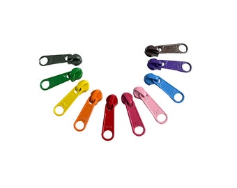 Soluzione per riparare cerniere YKK #3 Tiranti lunghi in nylon per cerniere per borse Cursori non bloccabili solo per catena a spirale - 10 colori assortiti W (casuale)