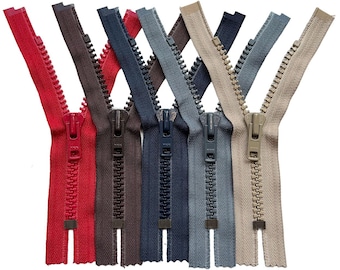 YKK #8 Molded Plastic One-Way Non-Separating, Closed-End Heavy Duty Zipper Auto Pull (1 Piece) Choose Your Color and Length 4" to 34"