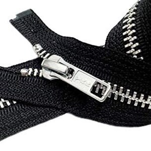 YKK® #5 Aluminum Metal – Separating Zipper. Color Black. Made In The USA. (1 Zipper/Pack)