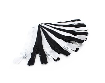 2 for 1 Special~ Black & White 200  for the price of 100~ Zippers YKK # 3  ~Wholesale ~ Closed End (100 Black and 100 White)