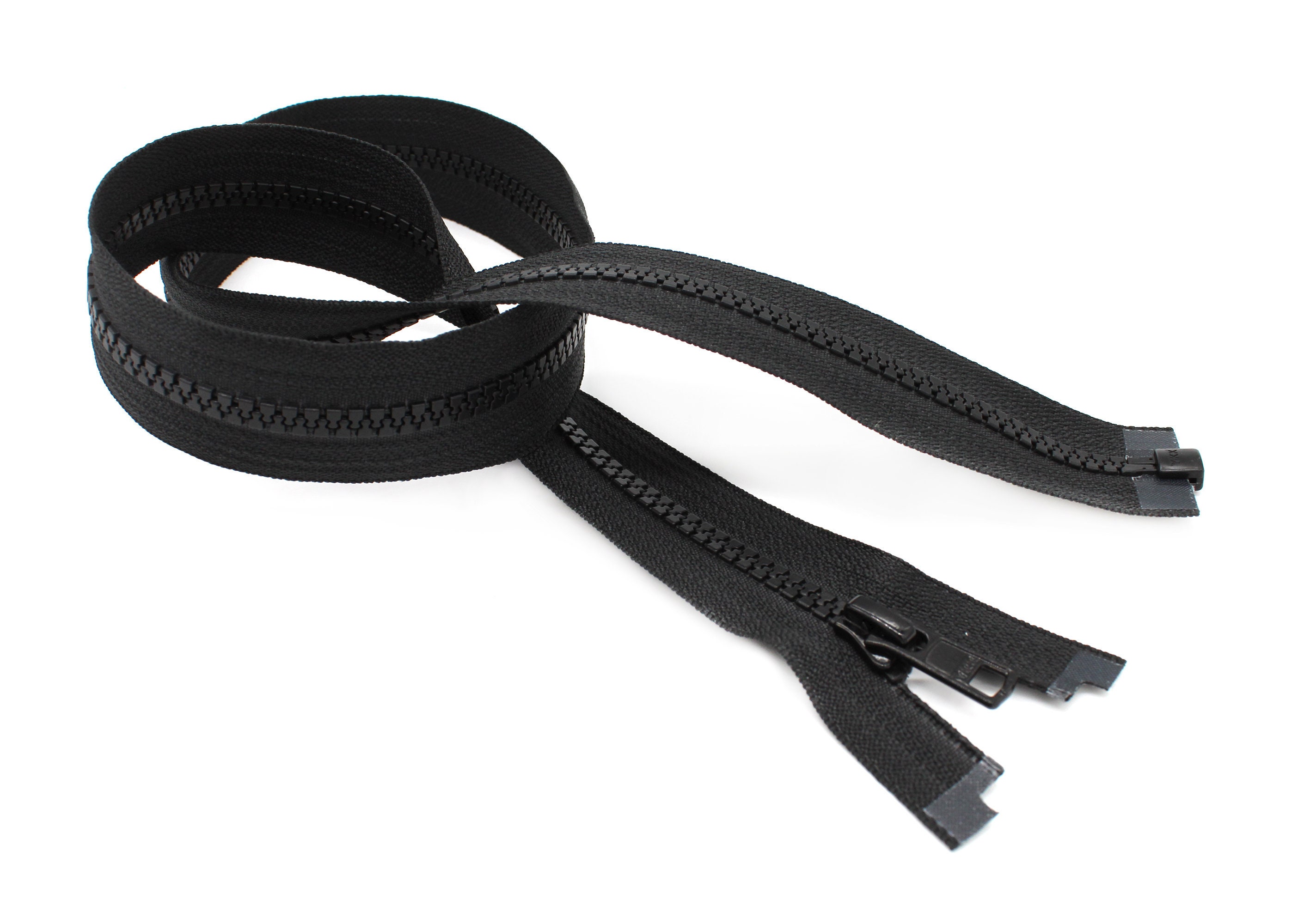 28\ Vislon Zipper ~ YKK #5 Molded Plastic ~ Separating Black 3 Zippers / Pack