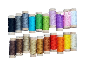 Sale -Aurifil Puppy Portraits Designer Thread Collection 20 Small Spools Cotton AURIFLOSS (18yds per spool) Assorted 20 Colors Made in ITALY