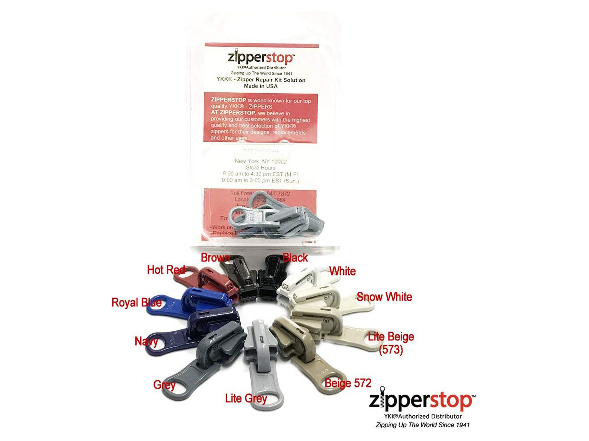 YKK Zipper Repair Kit Solution, 5 Molded Reversible Fancy Pulls Vislon  Slider (Made in USA) - 3 Pulls Per Pack (Lite Grey