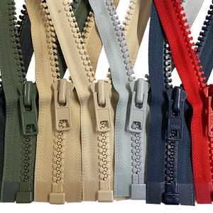 Cerniere per giacche e cappotti YKK #10 in plastica stampata, resistenti e di grandi dimensioni, VISLON, realizzate negli Stati Uniti. Scegli i colori: lunghezza da 5" a 36"