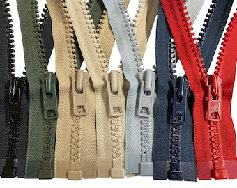 YKK #10 Large Molded Plastic Heavy Duty VISLON Separating Coat Jacket Zippers Made in The United States Choose Colors - Length 5" to 36"