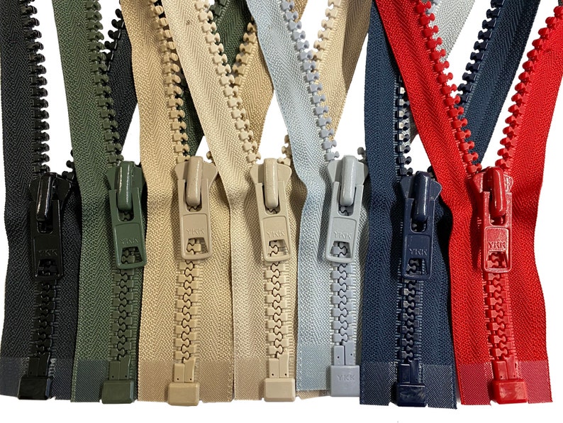 YKK 10 Large Molded Plastic Heavy Duty VISLON Separating Coat Jacket Zippers Made in The United States Choose Colors Length 5 to 36 image 1