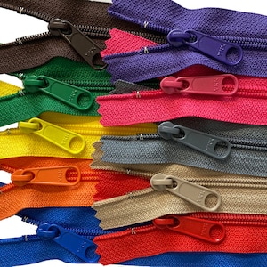 10pcs YKK #4.5 Nylon Coil Zippers – 24 Inch, Long Pull, Made in USA