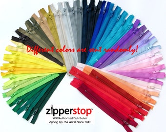 100 YKK Nylon Zippers 7 Inches #3 coil  Assorted Colors ( 100  ykk Zippers) Made in USA ~ZipperStop Wholesale Authorized Distributor YKK®