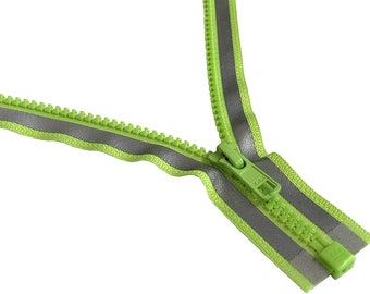 YKK #5 Lime Green Reflective Vislon Jacket Zipper