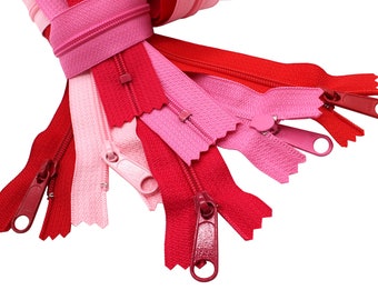 YKK #4.5 Coil Handbag Zippers – Red and Pink, 5 Pack