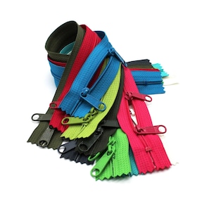 VENDITA 5pcs YKK #4.5 14" Nylon Coil Long Pull Head-to-Head (doppio tiro) Cerniera per borsetta per fai da te Made in the United States -Scegli i colori