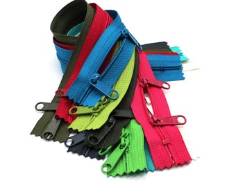 SALE 5pcs YKK #4.5 14" Nylon Coil Long Pull Head-to-Head (Double Pull) Handbag Zipper for DIY Made in The United States -Choose Colors