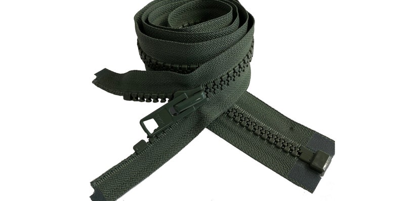 YKK 10 Large Molded Plastic Heavy Duty VISLON Separating Coat Jacket Zippers Made in The United States Choose Colors Length 5 to 36 Olive Green (#567)