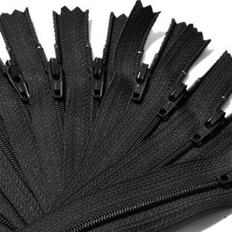YKK Black or White 4.5 Handbag Nylon Coil Extra-Long Pull Zipper 10 Zippers Per Pack. Choose Your Length image 5