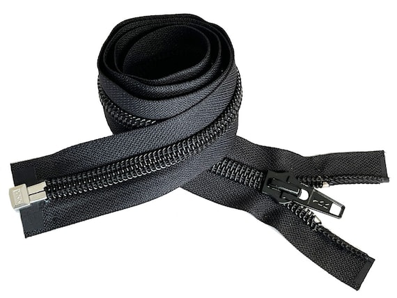 4.5mm YKK Zipper with Double Pull Purse or Handbag Zippers Head to Head  Sliders Made in USA (30 Inches - 10 Zippers, Black - 580)