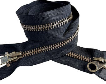 Cerniera di separazione in ottone anticato YKK n. 7 – Giacca resistente, cappotti da cucito - Italia