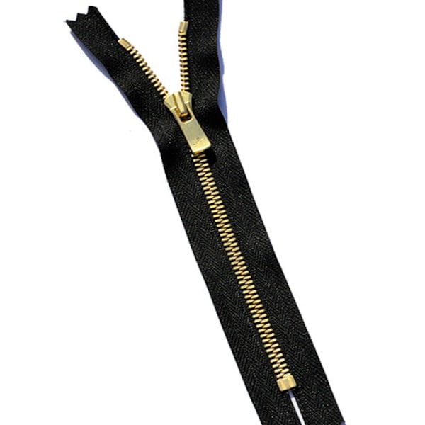 36 inch Excella Golden Brass~High End Quality Zipper YKK # 5 - Closed Bottom  - Black ~ZipperStop Wholesale Authorized Distributor YKK®