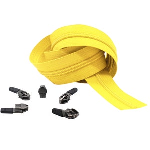 3 Yards of YKK #3 Coil Zipper Chain And 5 Units of YKK #3 Coil Automatic Sliders with Black Rubber Tab Antique Silver (For Coil Chain)