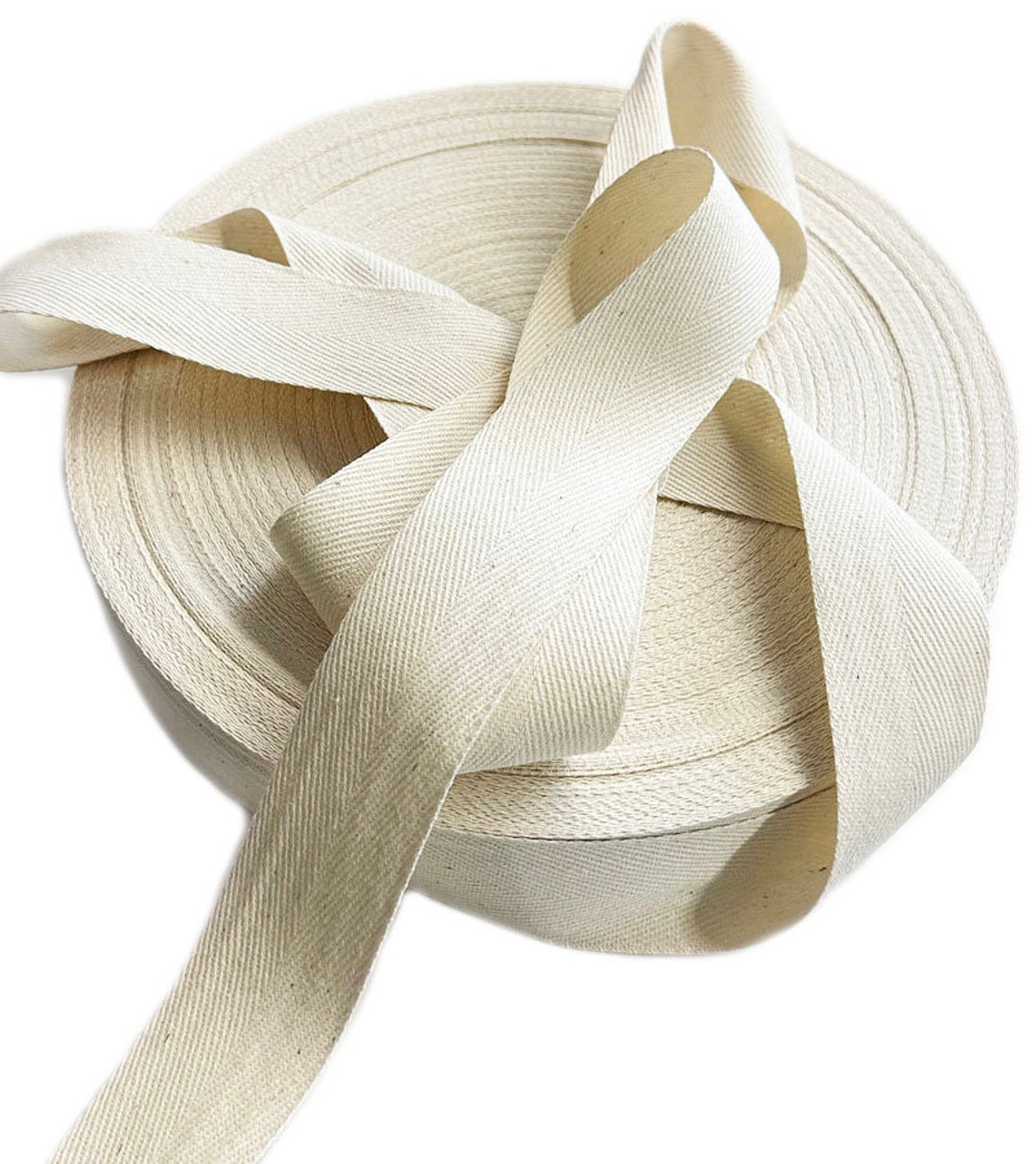 1 Inch 50 Yards Cotton Twill Tape Herringbone Tape Cotton Twill Ribbon