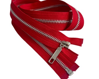 YKK #5 5" - 36" Aluminum with Sports Drop Fancy Pull Medium Weight Separating Metal Jacket Zipper Made in USA Choose Color - Length