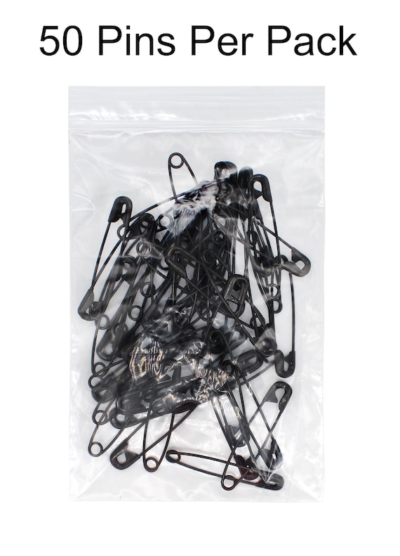 BLACK SAFETY PINS for Crafts 3/4 Inch Number 00 Safety Pins Black 50 Pins  Black Steel Safety Pins 19mm Hard to Find 