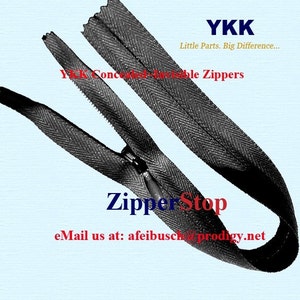 16&quot;WHOLESALE Invisible-Concealed ykk  zippers- 16 inch - Invisible Zipper - Closed Bottom - BLACK  - Hidden YKK zippers
