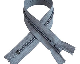 YKK #8 14 Inch Nylon Coil Non-Separating, Closed-End Zipper for Pants, Dresses or Boots - Color Rail Grey #578W