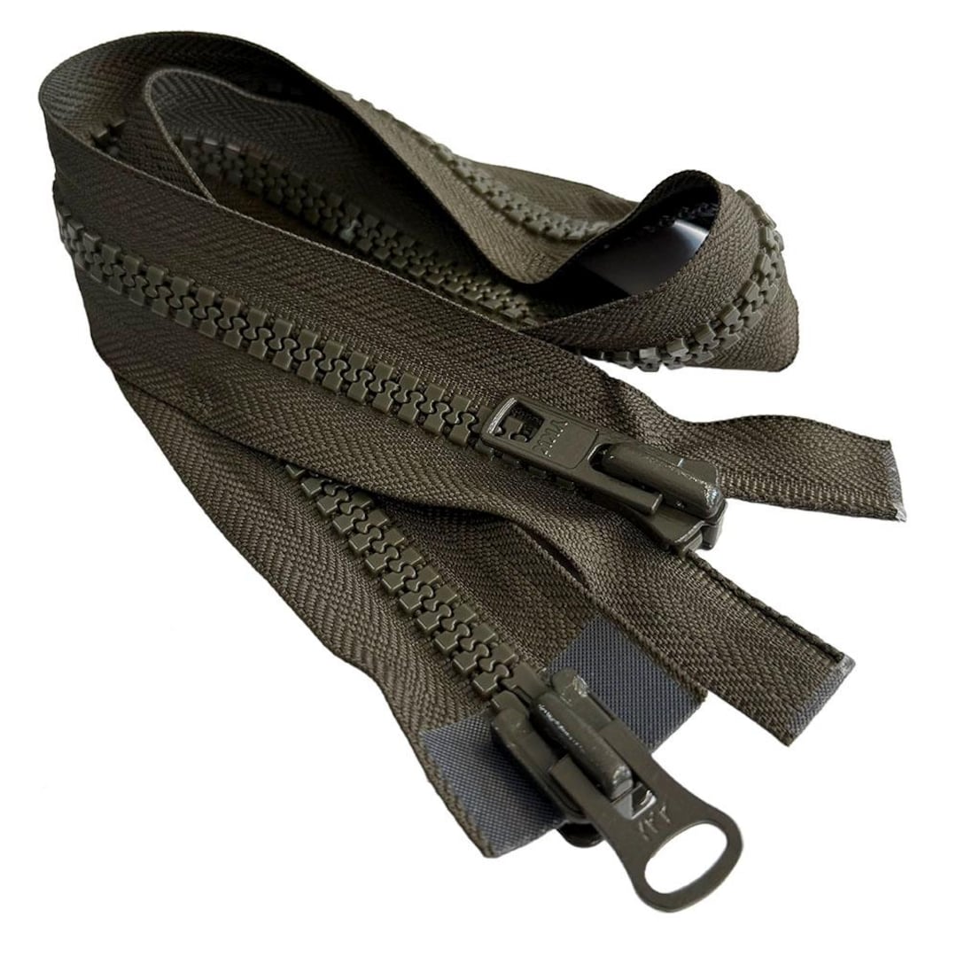 YKK #10 Extra Heavy Duty Aluminum 2-Way Separating Zipper - Olive Green, 24 Inches (Made In USA)