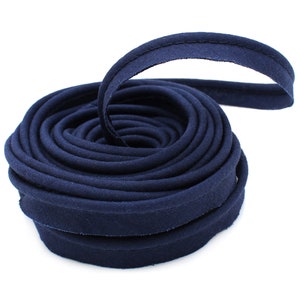 Cordón para ribetes, color azul marino, 5 yardas precortado, borde de cordón para cordoncillo, tejido de 3/8 pulgadas con cordón de relleno de 1/8 pulgadas, fabricado en EE. UU.