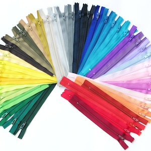 Assorted  50 YKK #3 Coil Zippers – USA Made, Vibrant Colors