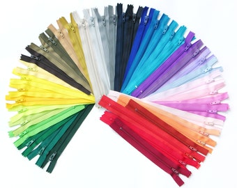 Assorted  50 YKK #3 Coil Zippers – USA Made, Vibrant Colors