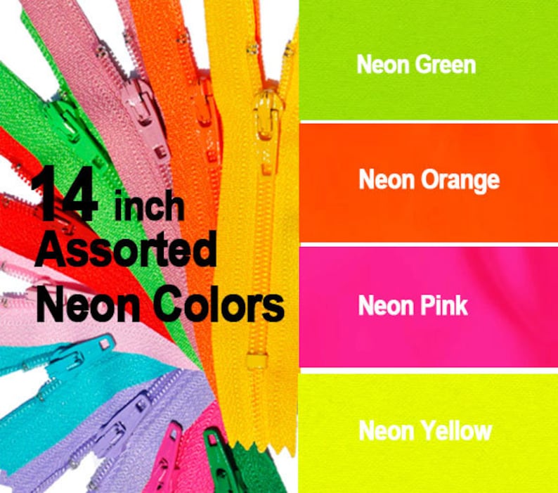 Wholesale YKK Zippers Assorted Colors Neon 14 Inch Number 3 Etsy