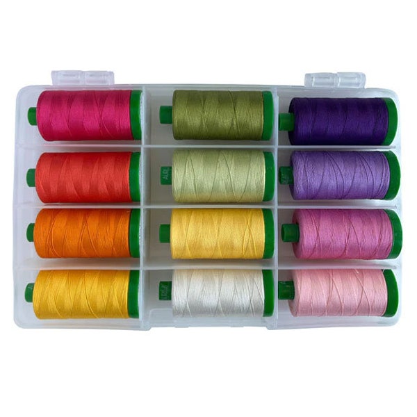 Aurifil Thread Designer Collection Full Bloom by Barbara Box Kit 12 LARGE SPOOLS COTTON 40WT (BP40FB12) 12 Colors 100% Cotton 1422 Yds Each