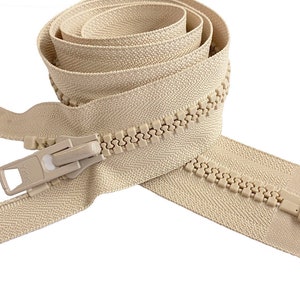 YKK 10 Grand plastique moulé robuste VISLON Séparation Manteau Veste Zippers Fabriqué aux États-Unis Choisissez les couleurs Longueur 5 à 36 Beige (#573)