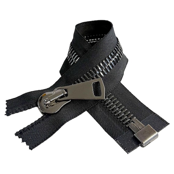 Large Zipper #15 High End Shiny Gunmetal Teeth Fancy Long Pull