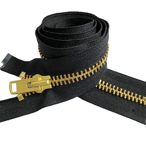 YKK #10 Brass Complete Chap Zipper Black / 28 (711 mm) from Tandy Leather