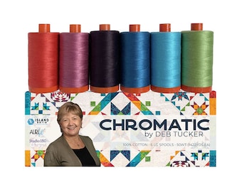 Aurifil Designer Collections Chromatic by Deb Tucker Thread 6 LARGE SPOOLS COTTON 50WT 1422 Yds Each 6 Colors 2277,2452,2570,1125,5005,2882